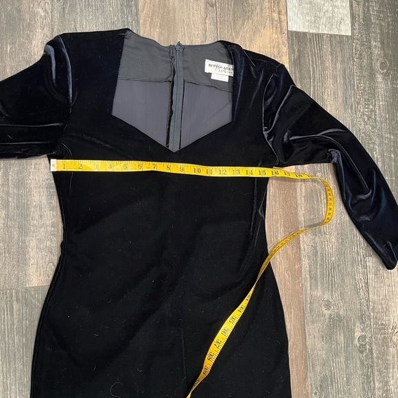 Vtg Betsy & Adam by Jaslene Black Velvet Long Sleeve Dress Bodycon Sz 9/10 - Picture 8 of 9